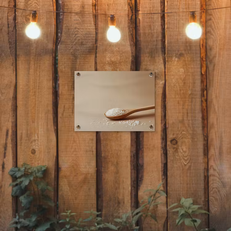 Tuinposter - Houten Lepel met Rijst Beige — 2
