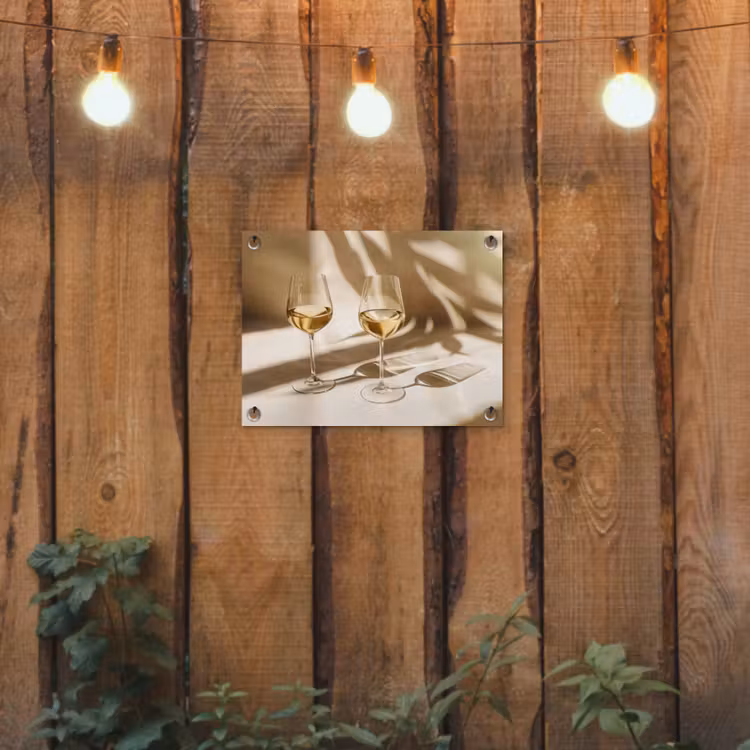 Tuinposter - Wijnglazen met Schaduw Beige — 2