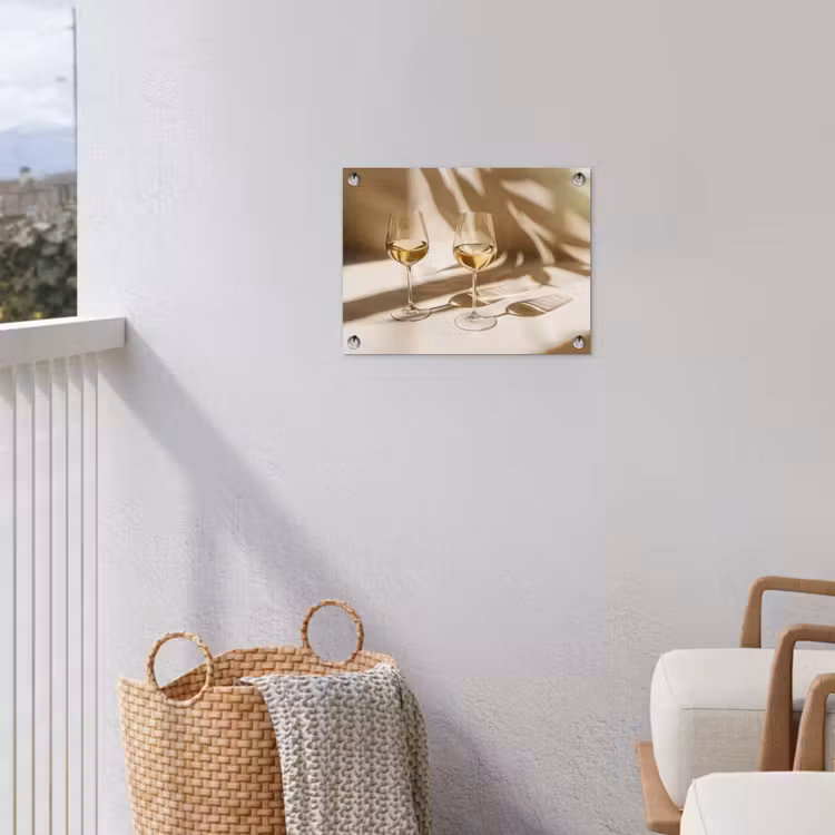 Tuinposter - Wijnglazen met Schaduw Beige — 3