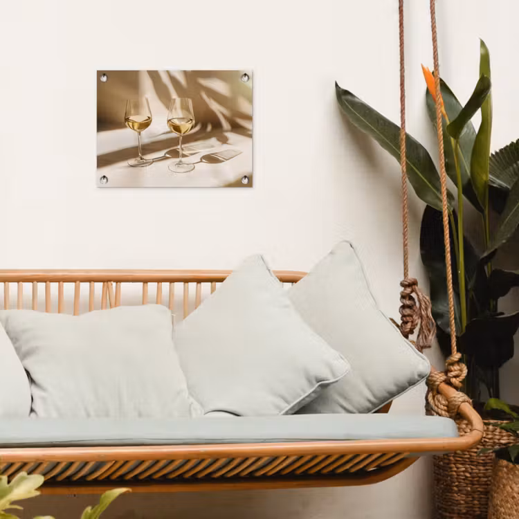 Tuinposter - Wijnglazen met Schaduw Beige — 5