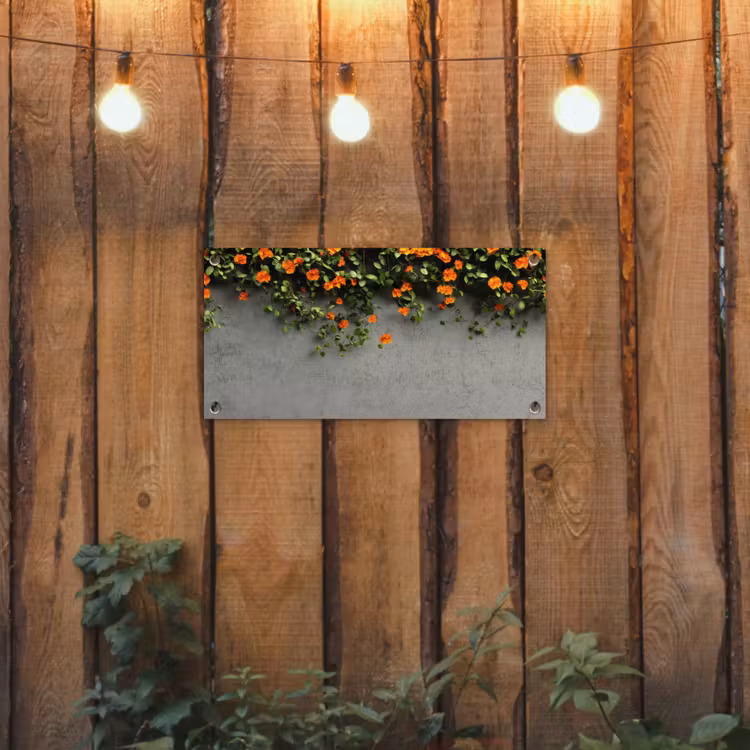 Tuinposter - Bloemen - Muur - Oranje — 2