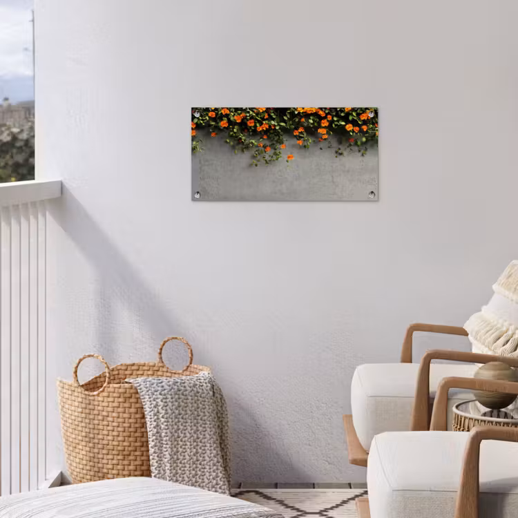 Tuinposter - Bloemen - Muur - Oranje — 3