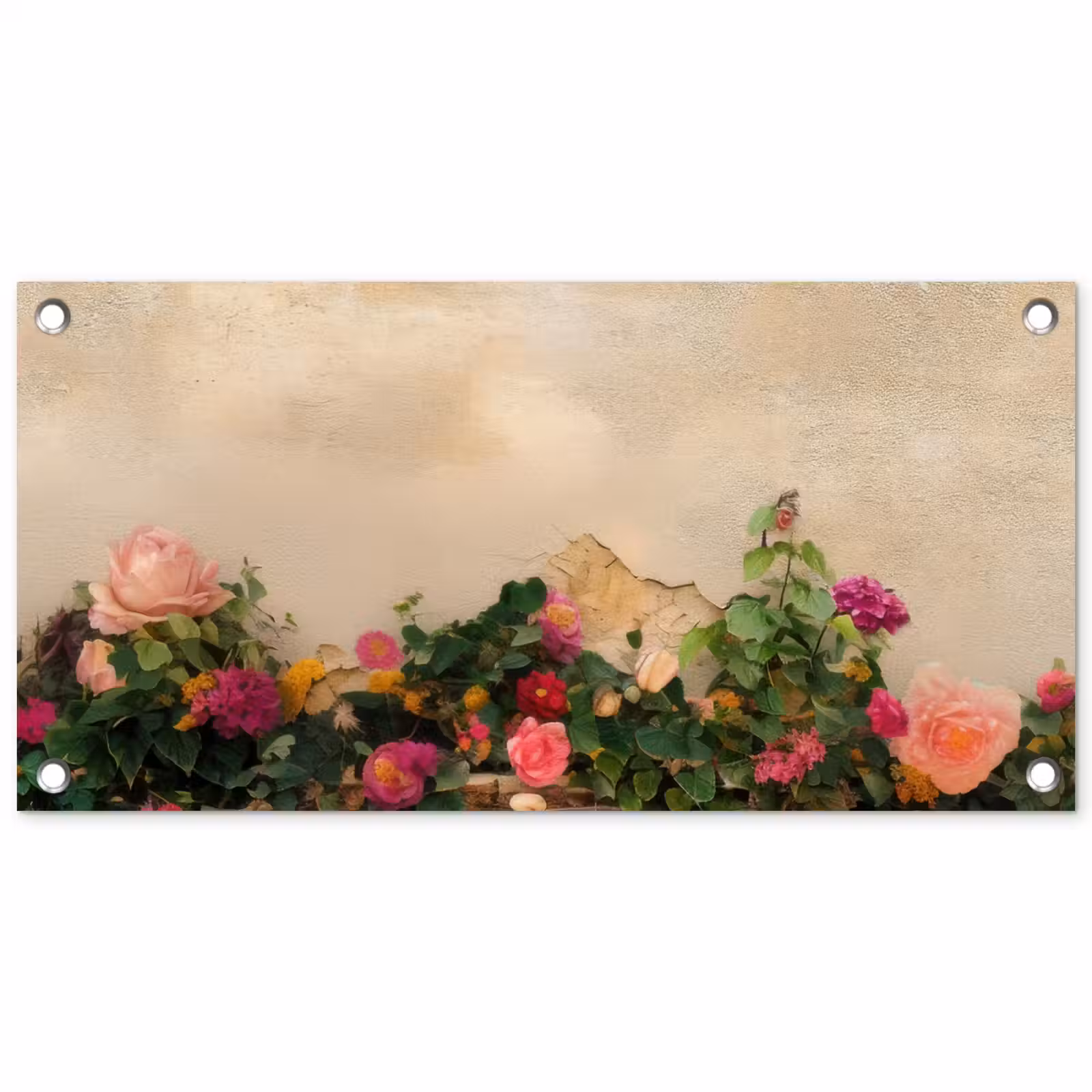 Tuinposter - Rozen - Muur - Vintage — 1