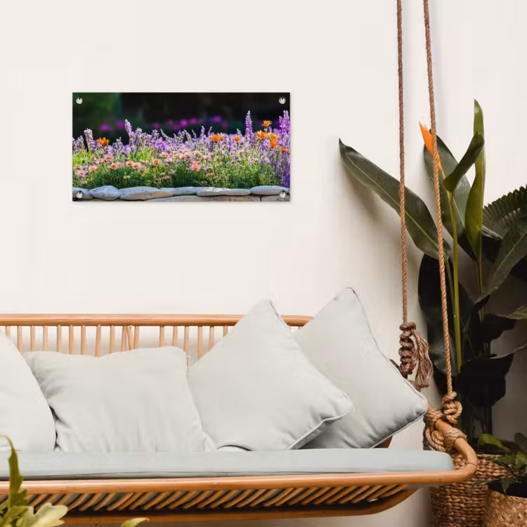 Tuinposter - Bloemen - Steenrand - Kleurrijk — 5