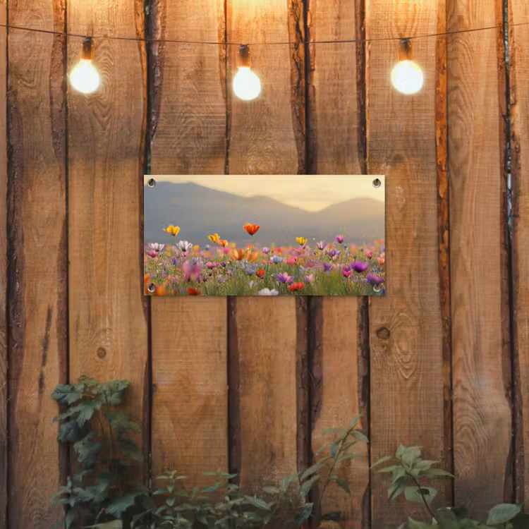 Tuinposter - Bloemenveld - Bergen - Zonlicht - Bloemen — 2
