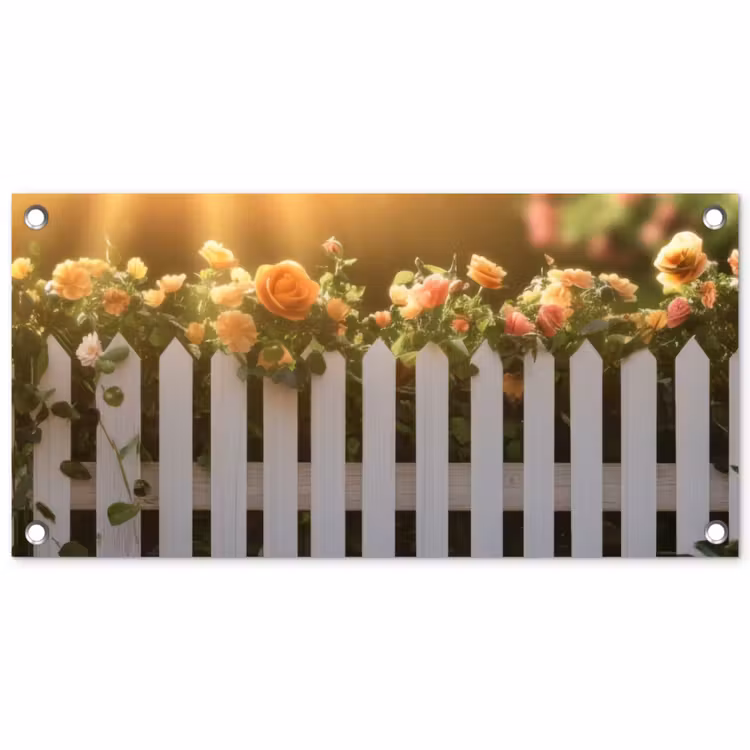 Tuinposter - Rozen - Hek - Zonlicht — 1