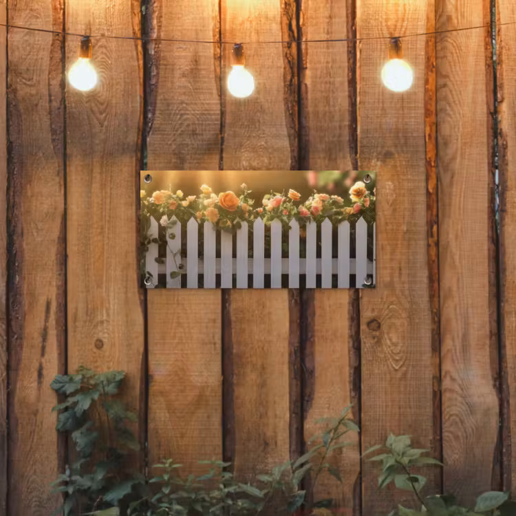 Tuinposter - Rozen - Hek - Zonlicht — 2