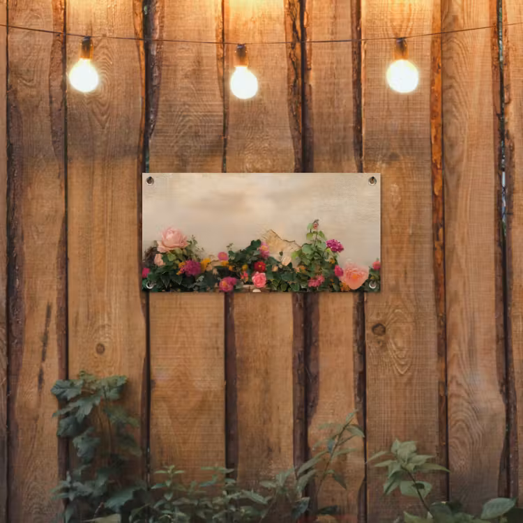 Tuinposter - Rozen - Muur - Vintage — 2