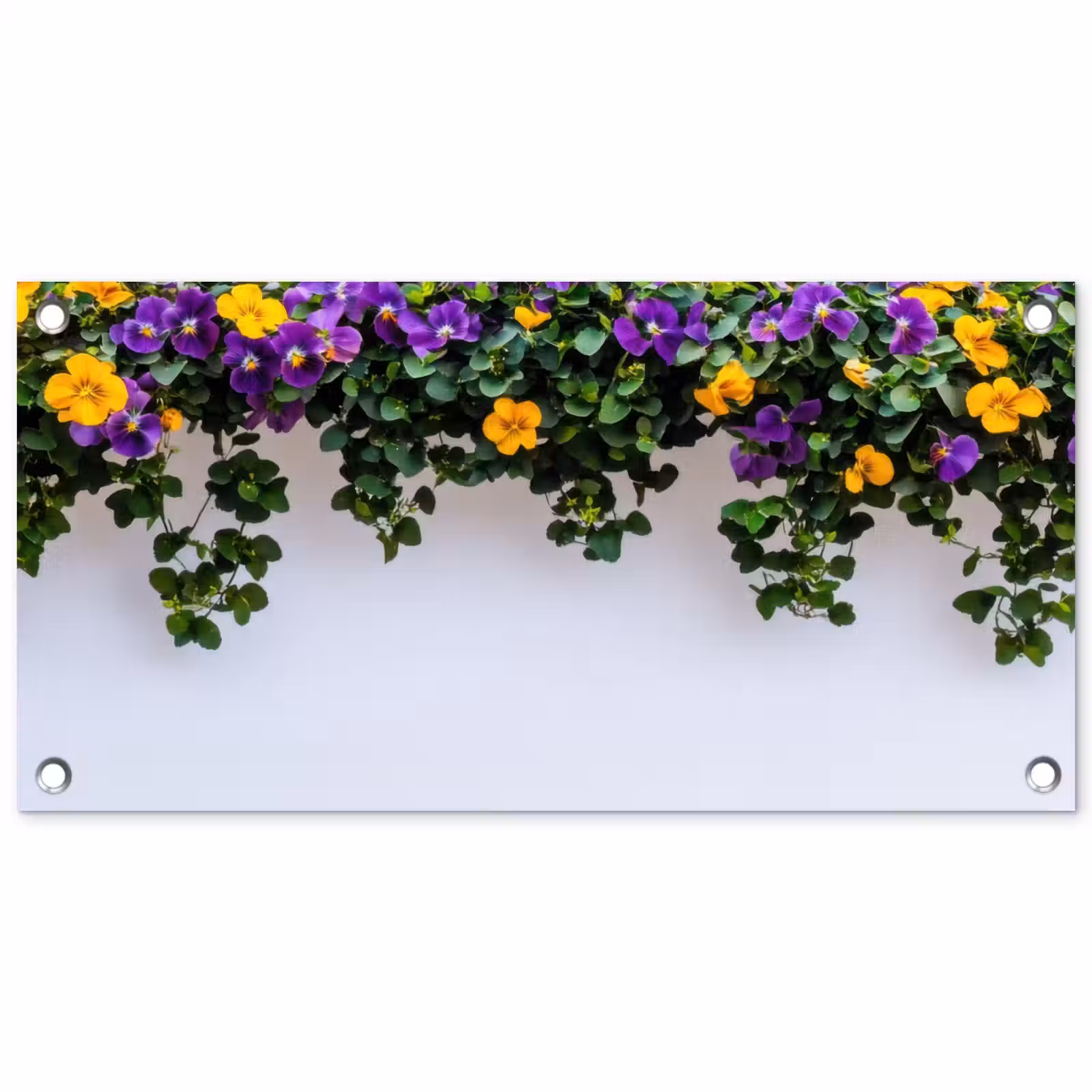 Tuinposter - Bloemen - Muur - Geel - Paars — 1