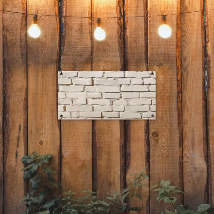 Tuinposter - Bakstenen - Muur - Licht - Wit — 2