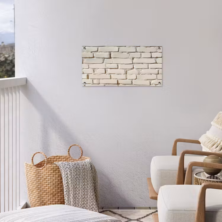 Tuinposter - Bakstenen - Muur - Licht - Wit — 3