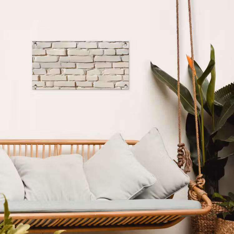 Tuinposter - Bakstenen - Muur - Licht - Wit — 5