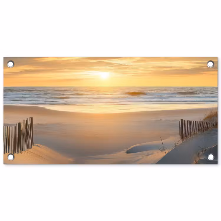 Tuinposter - Strand Zonsondergang Duinen