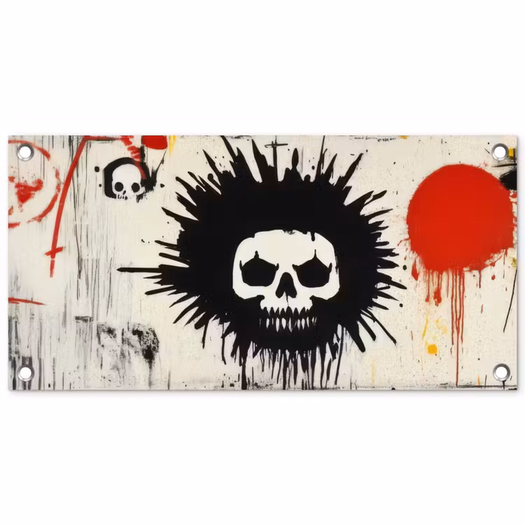 Tuinposter - Graffiti - Schedel - Abstract - Rood — 1