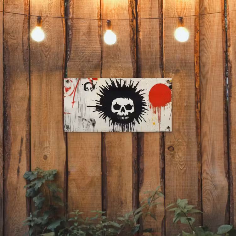 Tuinposter - Graffiti - Schedel - Abstract - Rood — 2