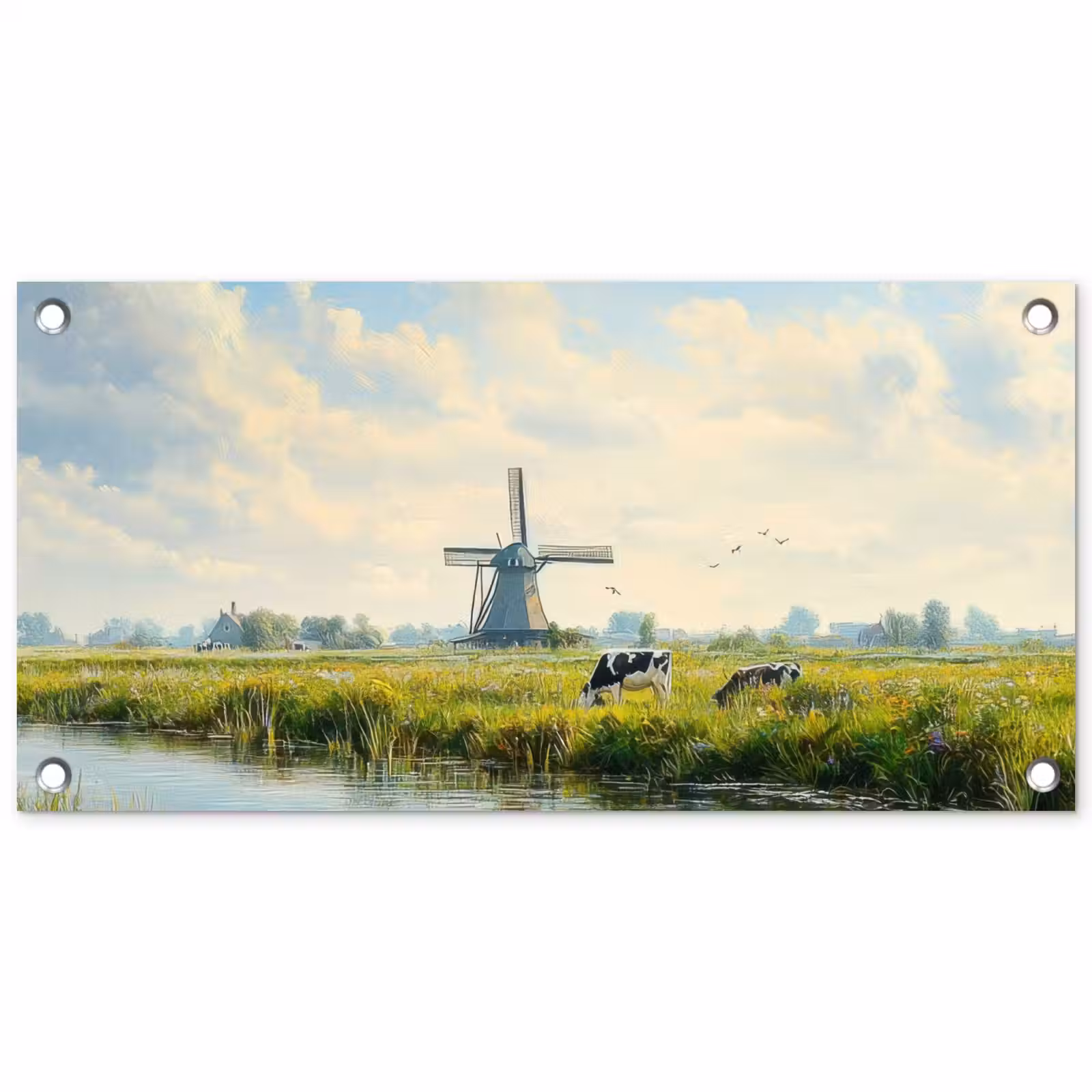 Tuinposter - Koeien - Windmolen - Weide - Blauw — 1