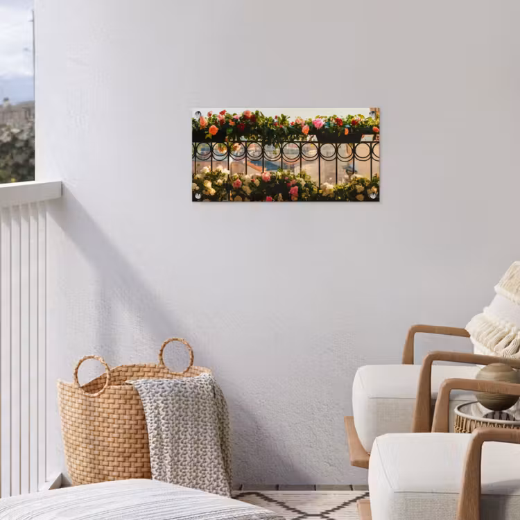 Tuinposter - Bloemen - Hek - Stadszicht - Zomer — 3
