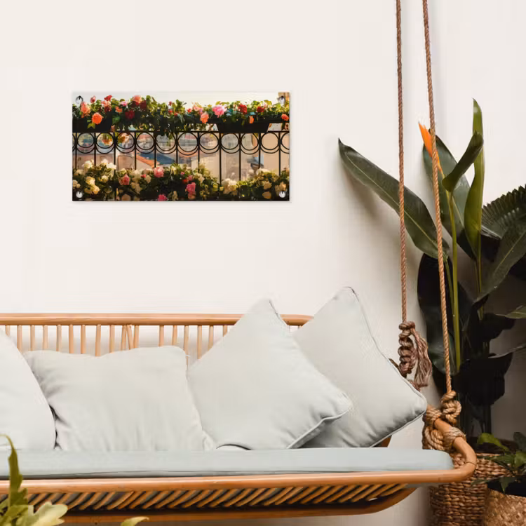 Tuinposter - Bloemen - Hek - Stadszicht - Zomer — 5