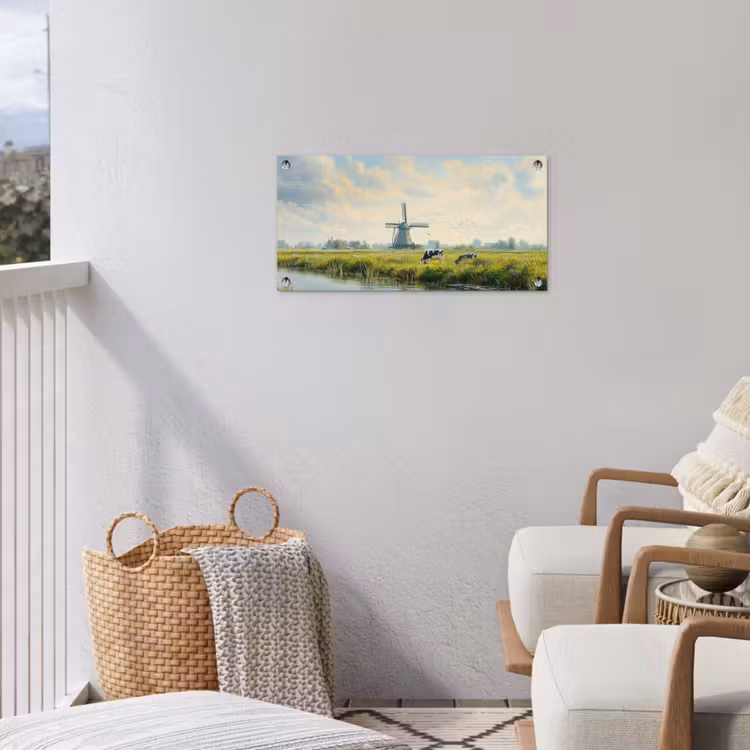 Tuinposter - Koeien - Windmolen - Weide - Blauw — 3