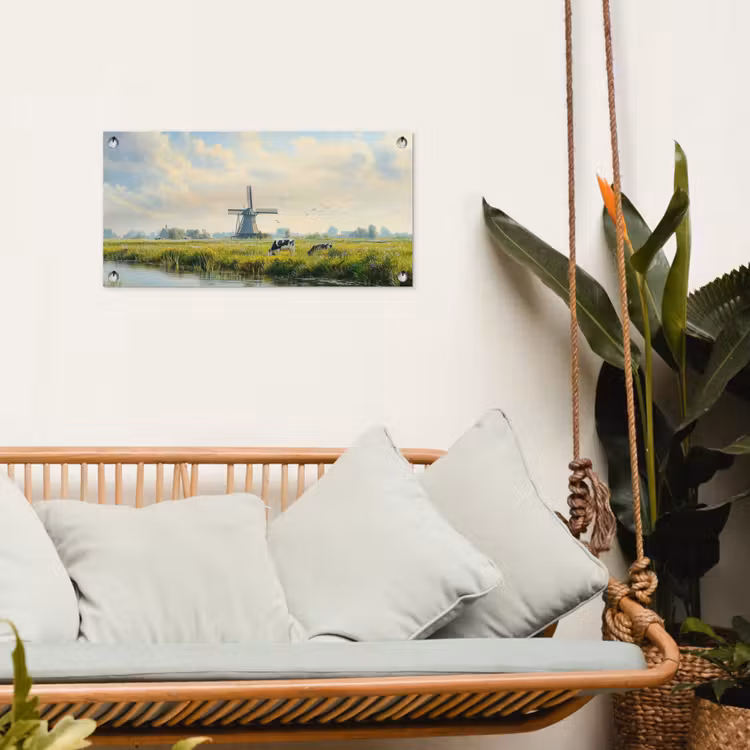 Tuinposter - Koeien - Windmolen - Weide - Blauw — 5