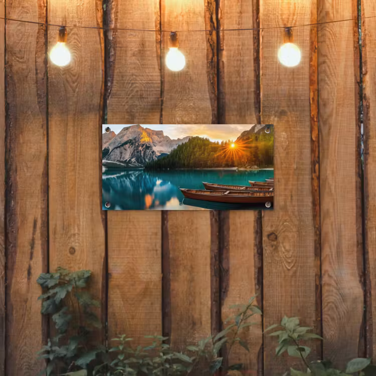 Tuinposter - Meer - Bergen - Zonsondergang - Boot — 2