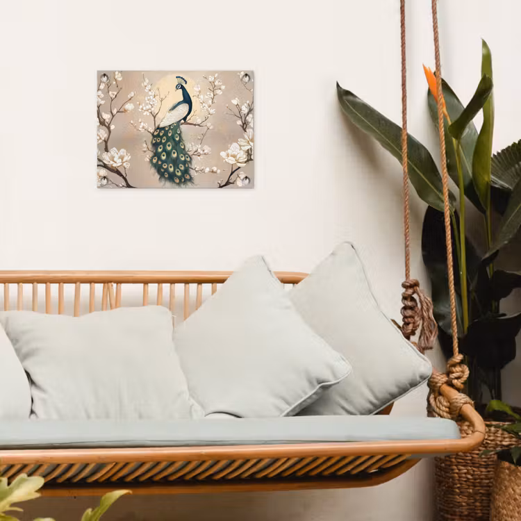 Tuinposter - Pauw - Tak - Bloemen — 5