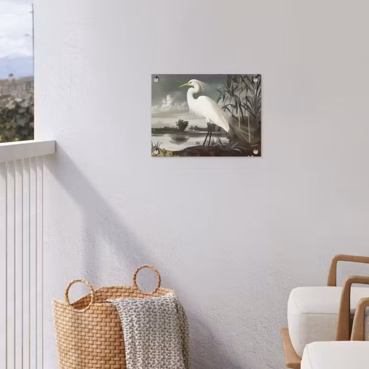 Tuinposter - Reiger - Planten - Wolken - Wit — 3