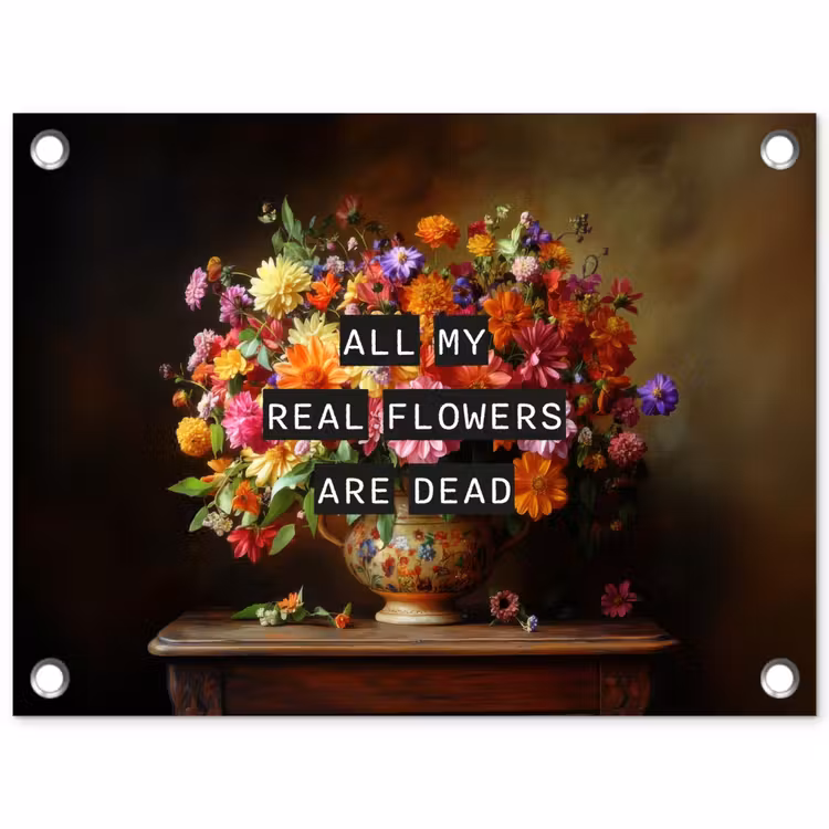 Tuinposter - Kleur - Bloemen - Vintage - Bloemenvaas — 1