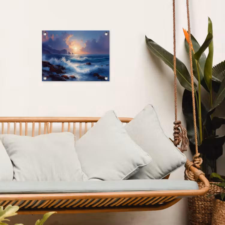 Tuinposter - Golven - Zee - Kleurrijk - Rotsen — 5