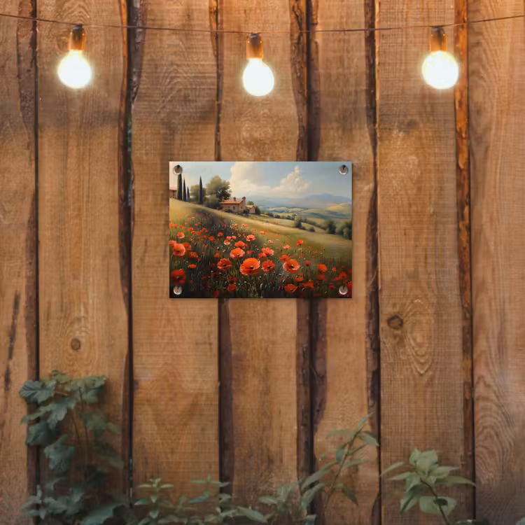 Tuinposter - Klaprozen - Rood - Heuvels - Landschap — 2