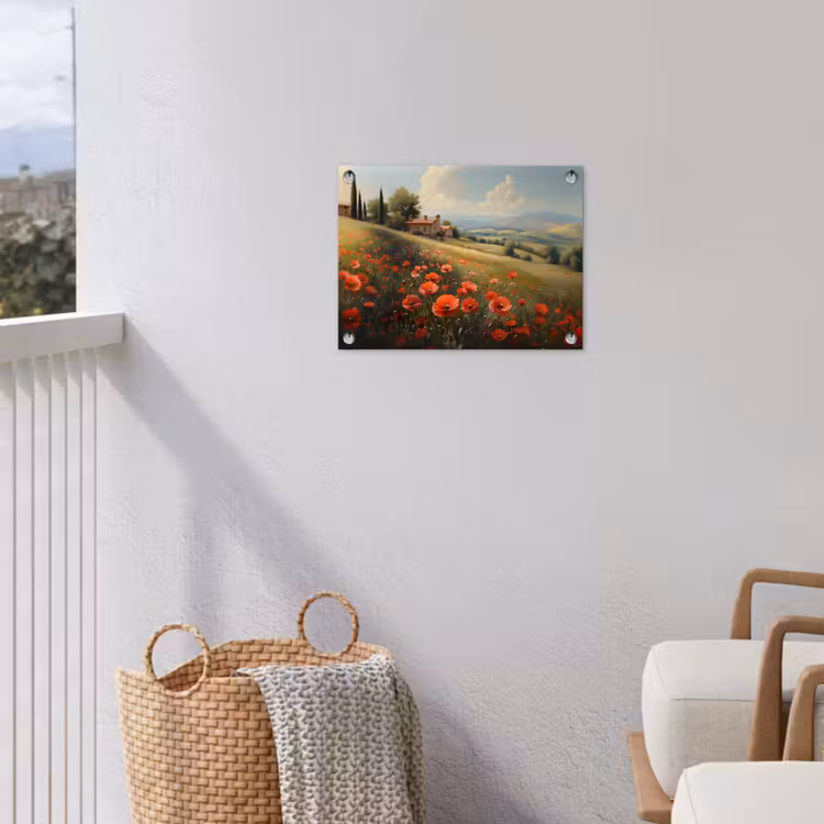 Tuinposter - Klaprozen - Rood - Heuvels - Landschap — 3