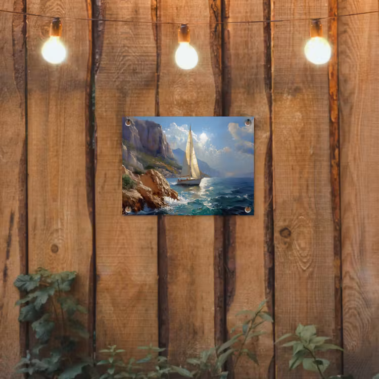 Tuinposter - Zeilschip - Zee - Rotsen - Wolken — 2