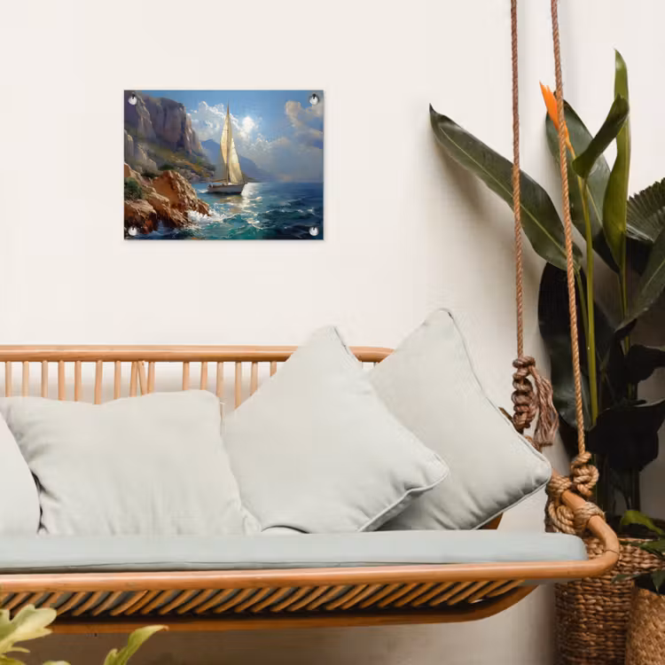 Tuinposter - Zeilschip - Zee - Rotsen - Wolken — 5