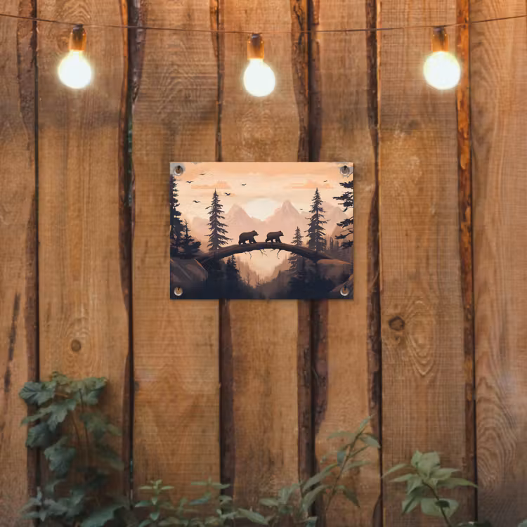 Tuinposter - Beren - Bomen - Landschap - Zonsondergang — 2