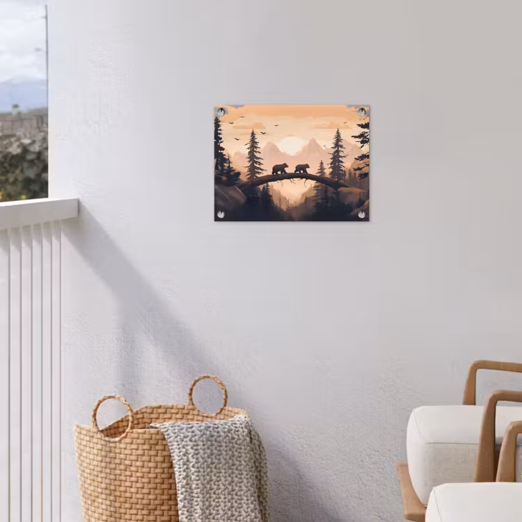 Tuinposter - Beren - Bomen - Landschap - Zonsondergang — 3