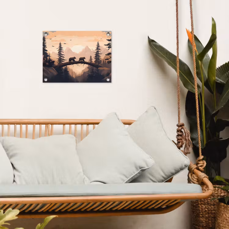 Tuinposter - Beren - Bomen - Landschap - Zonsondergang — 5