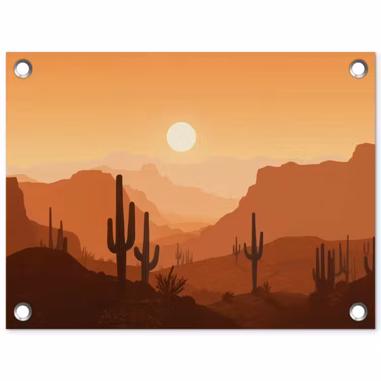 Tuinposter - Landschap - Woestijn - Cactussen - Zon — 1