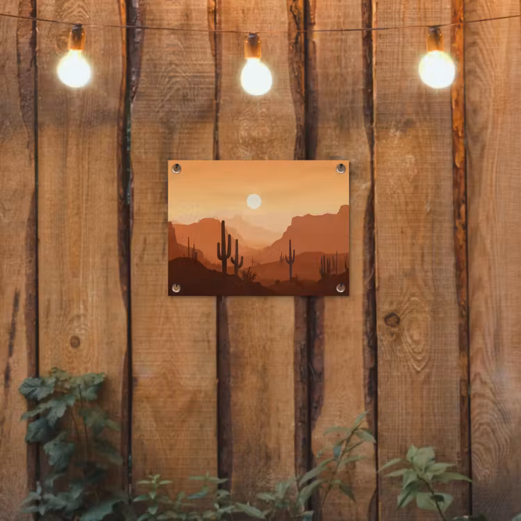 Tuinposter - Landschap - Woestijn - Cactussen - Zon — 2