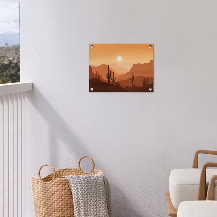 Tuinposter - Landschap - Woestijn - Cactussen - Zon — 3