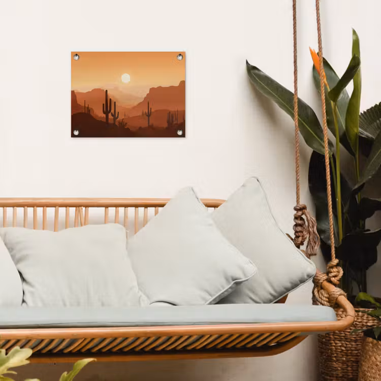 Tuinposter - Landschap - Woestijn - Cactussen - Zon — 5