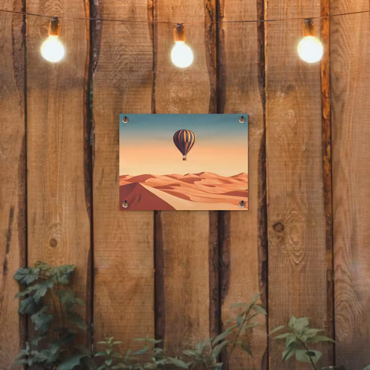 Tuinposter - Luchtballon - Woestijn - Zonsondergang - Blauw — 2