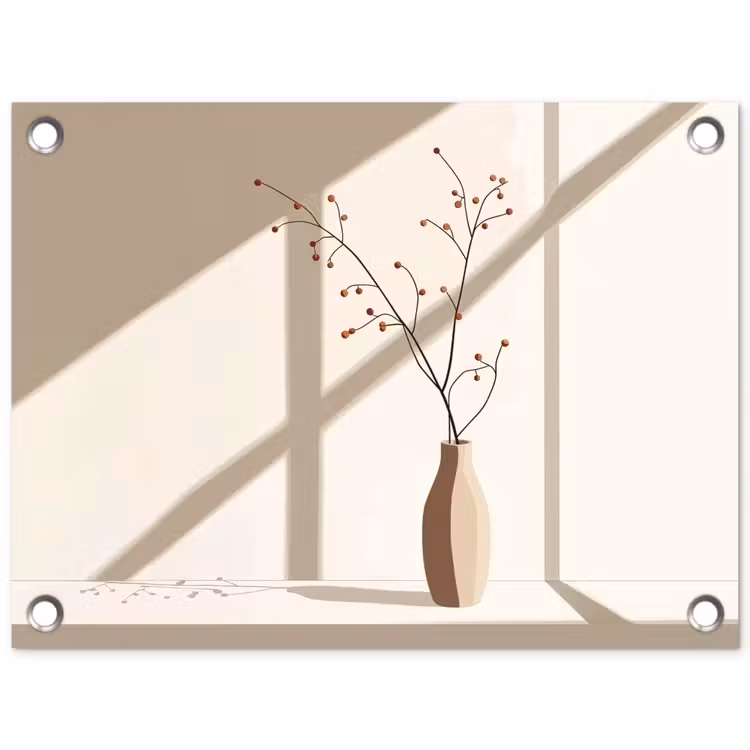 Tuinposter - Vaas - Takken - Bessen - Minimalistisch — 1