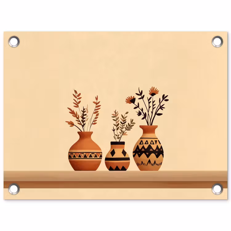 Tuinposter - Vazen - Bloemen - Bladeren - Minimalistisch — 1