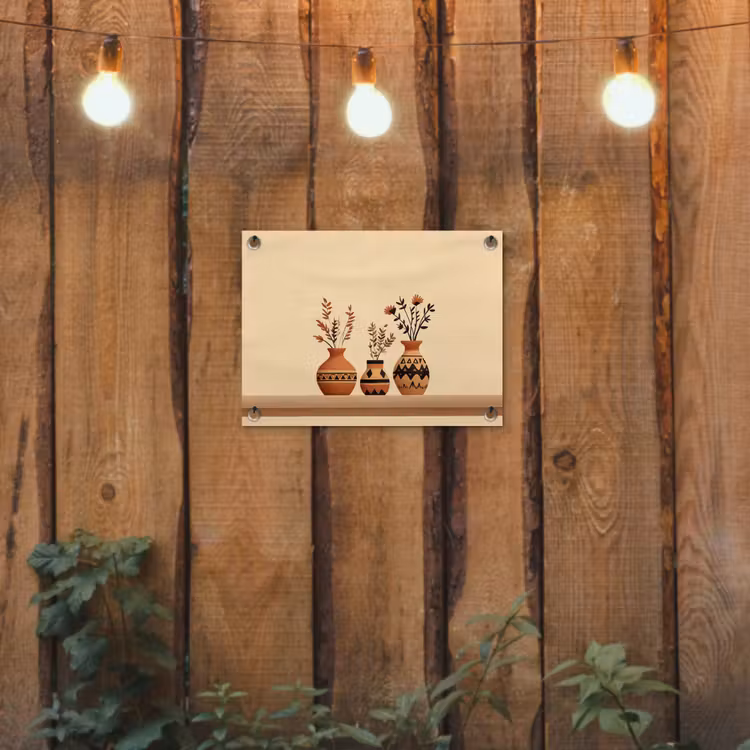 Tuinposter - Vazen - Bloemen - Bladeren - Minimalistisch — 2