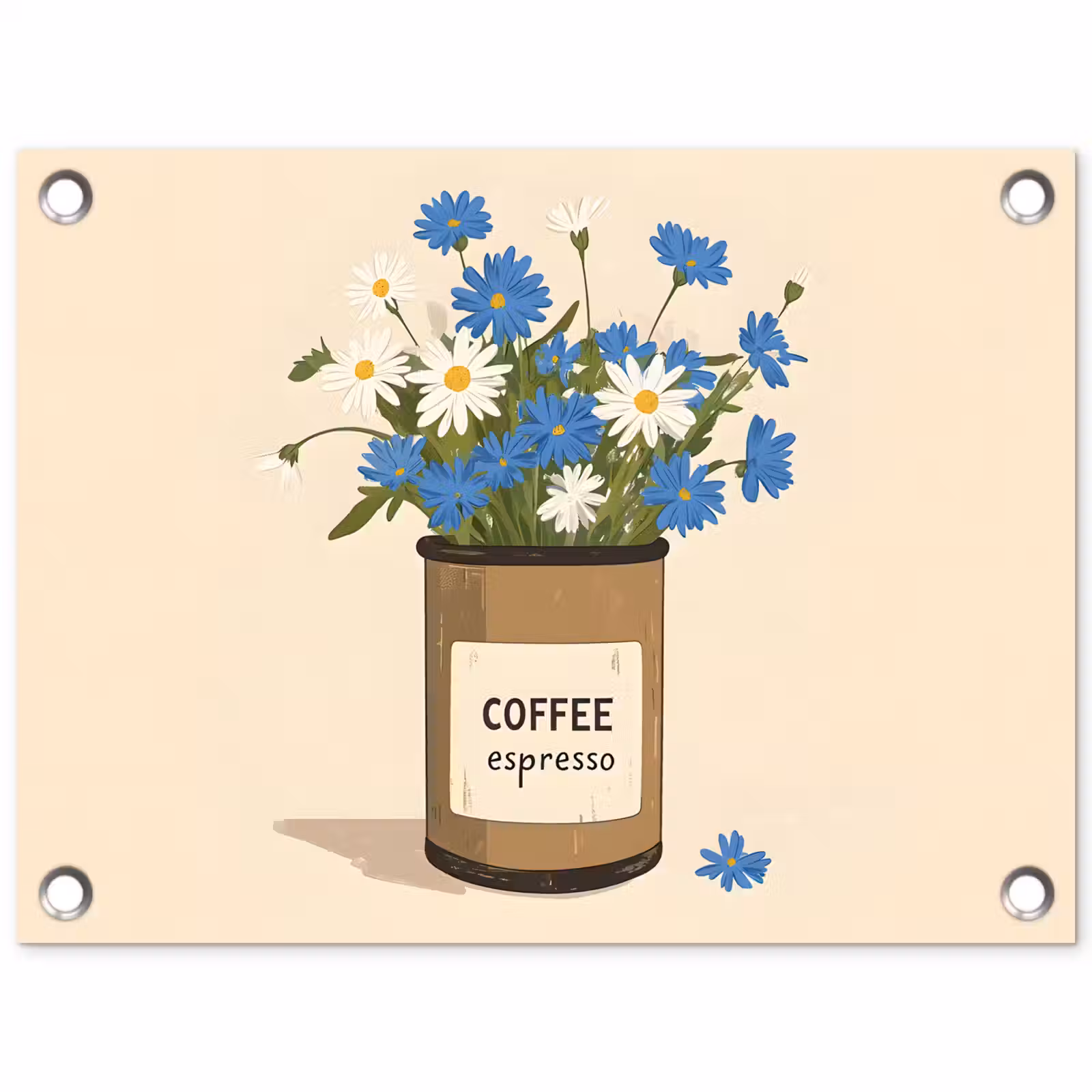 Tuinposter - Coffee - Blik - Minimalistisch - Bloemen — 1