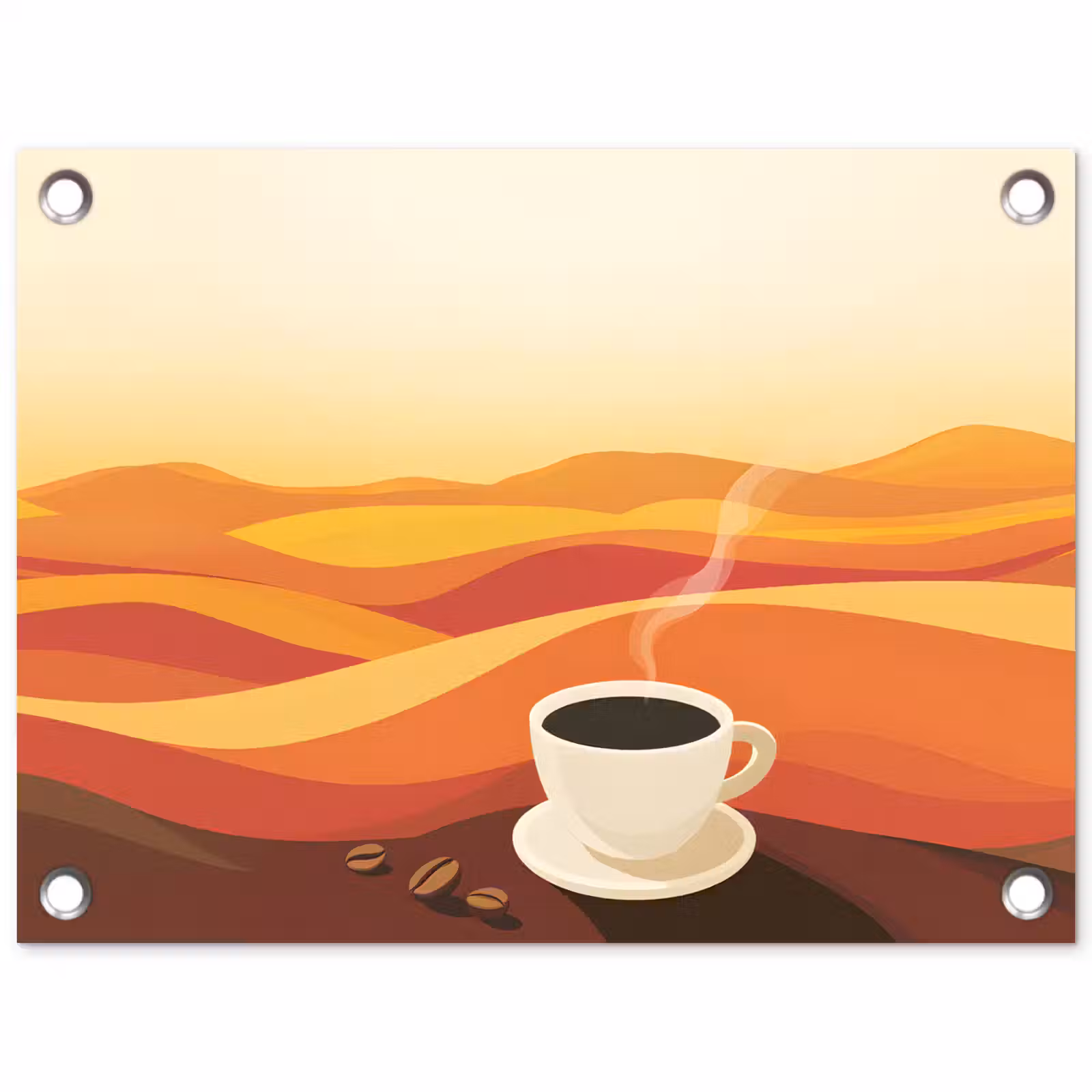 Tuinposter - Koffie - Landschap - Oranje - Koffiebonen — 1