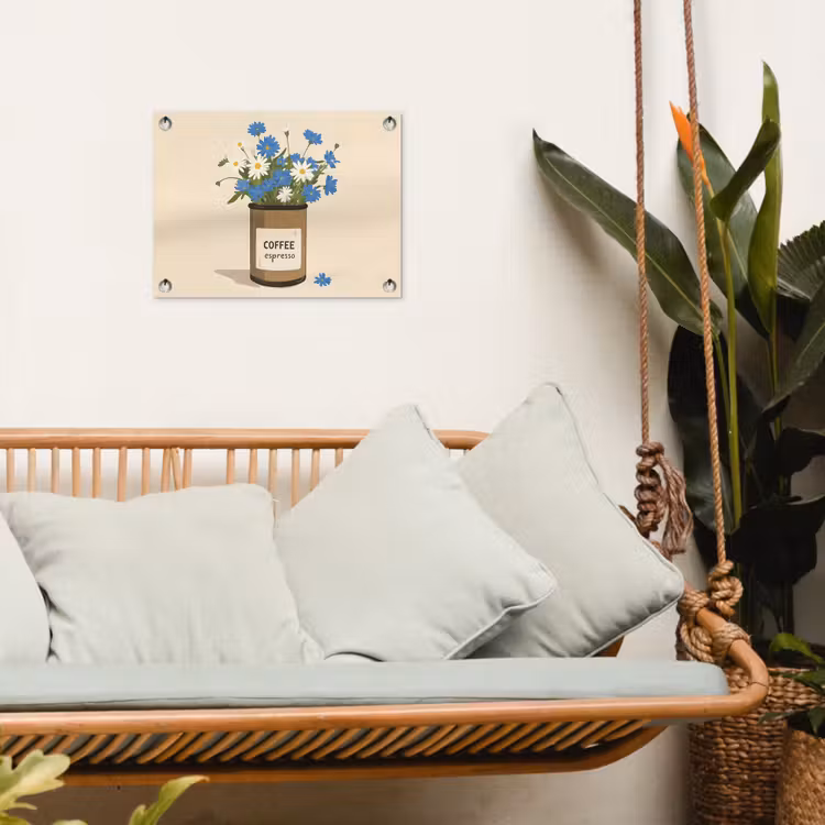 Tuinposter - Coffee - Blik - Minimalistisch - Bloemen — 5