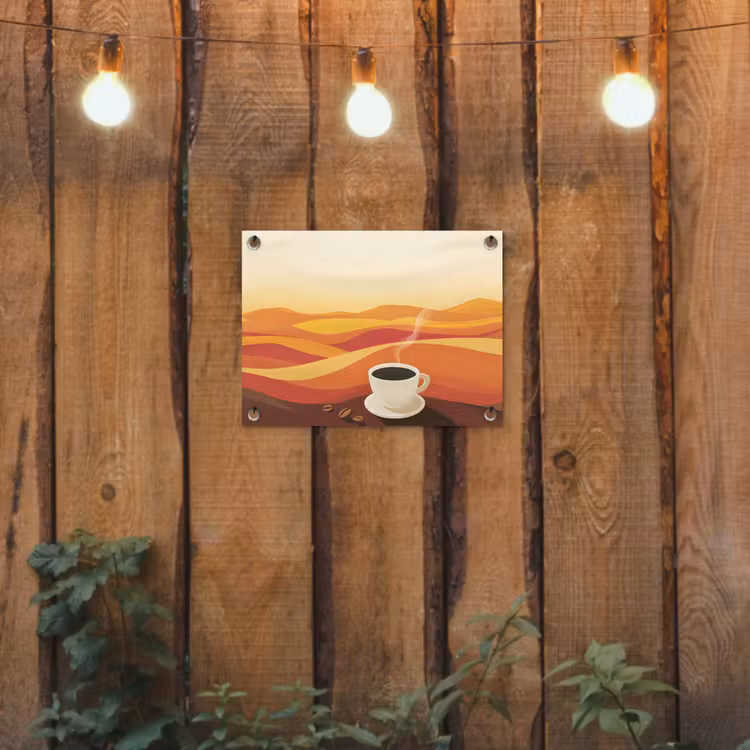 Tuinposter - Koffie - Landschap - Oranje - Koffiebonen — 2