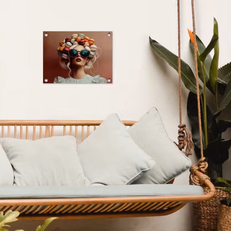 Tuinposter - Vrouw met Macarons in Haar — 5