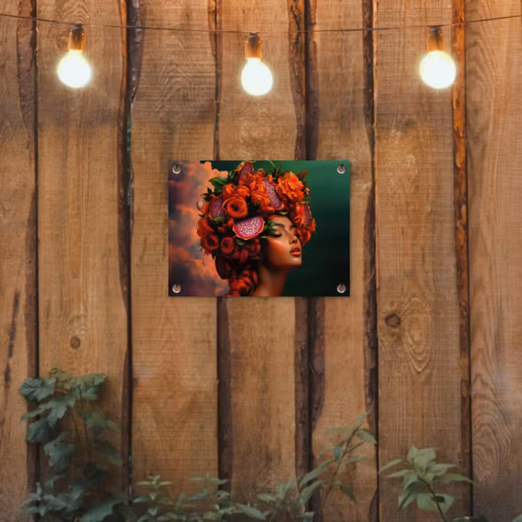 Tuinposter - Vrouw met Draakvrucht en Bloemen — 2